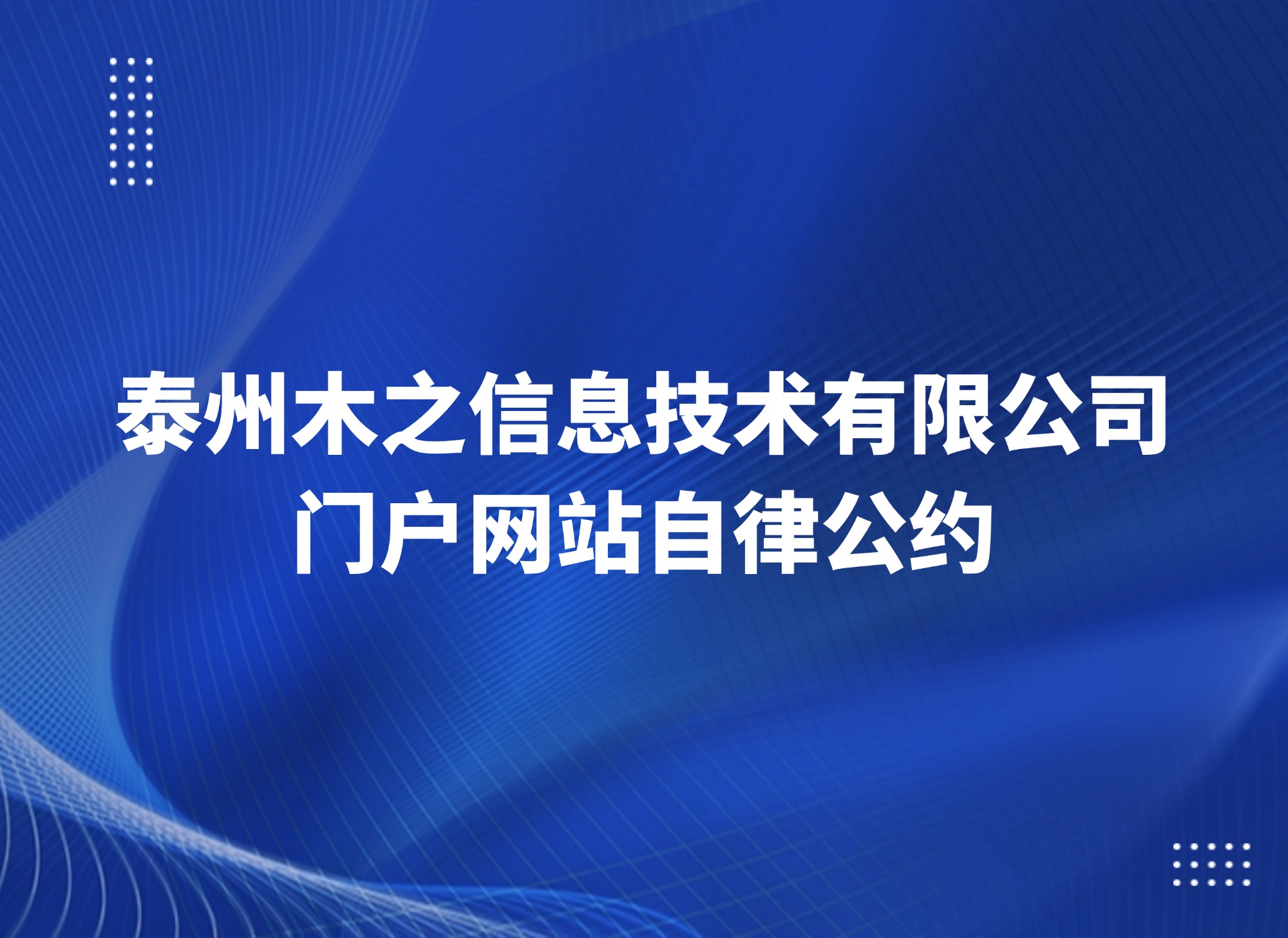 泰州木之信息技术有限公司门户网站自律公约